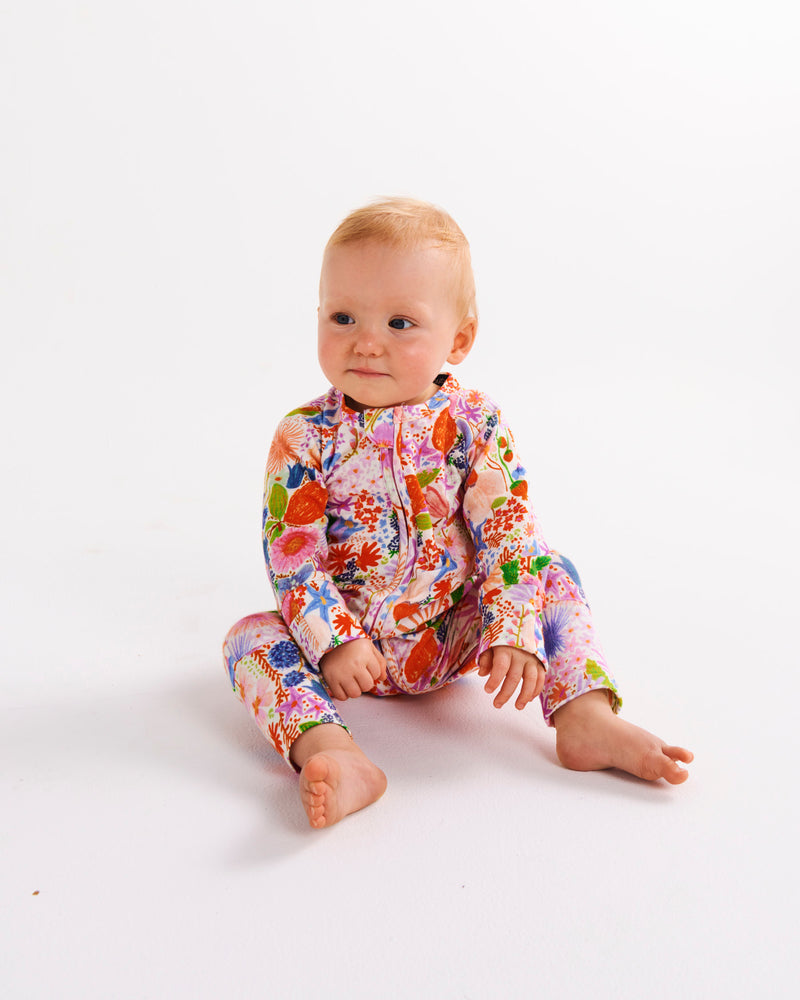 Meandering Meadow Organic Long Sleeve Zip Romper