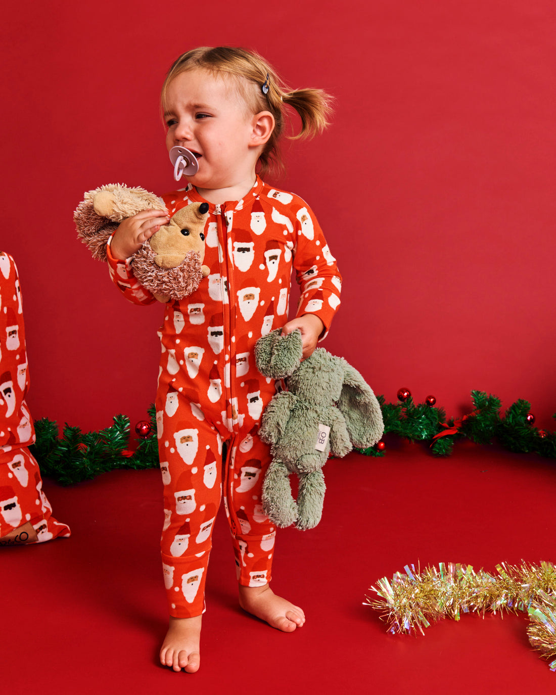 HoHoHo Red Organic Long Sleeve Zip Romper