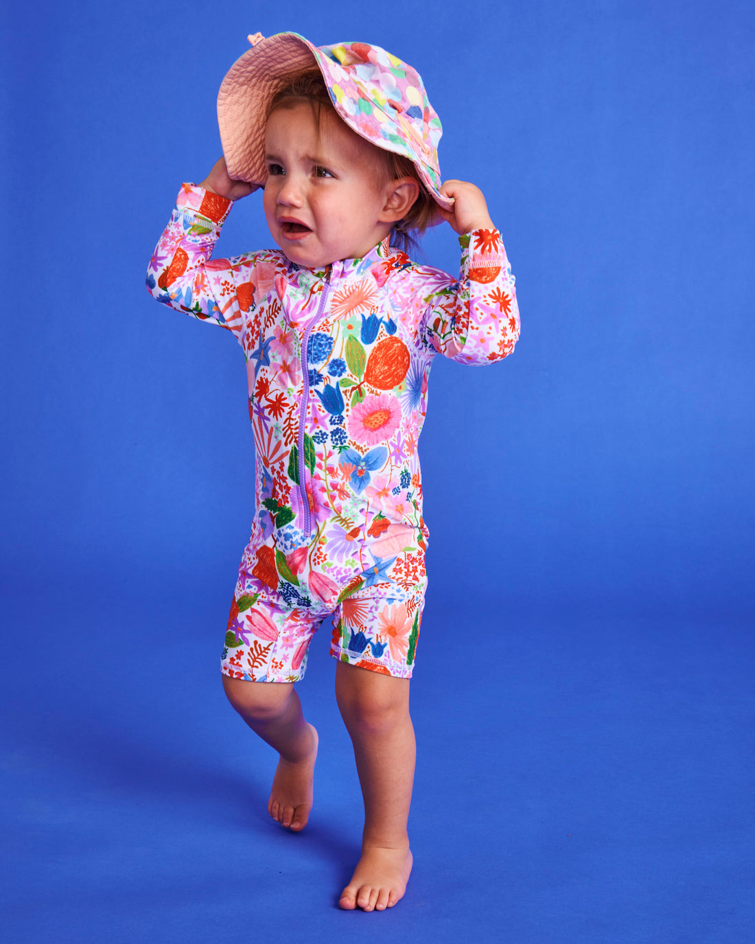 Meandering Meadow Baby Long Sleeve Zip Bathers