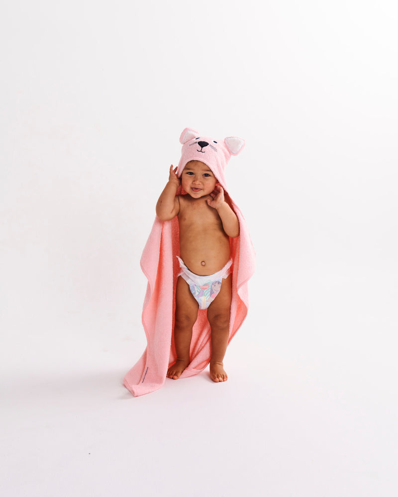 Pink Cat Terry Baby Towel