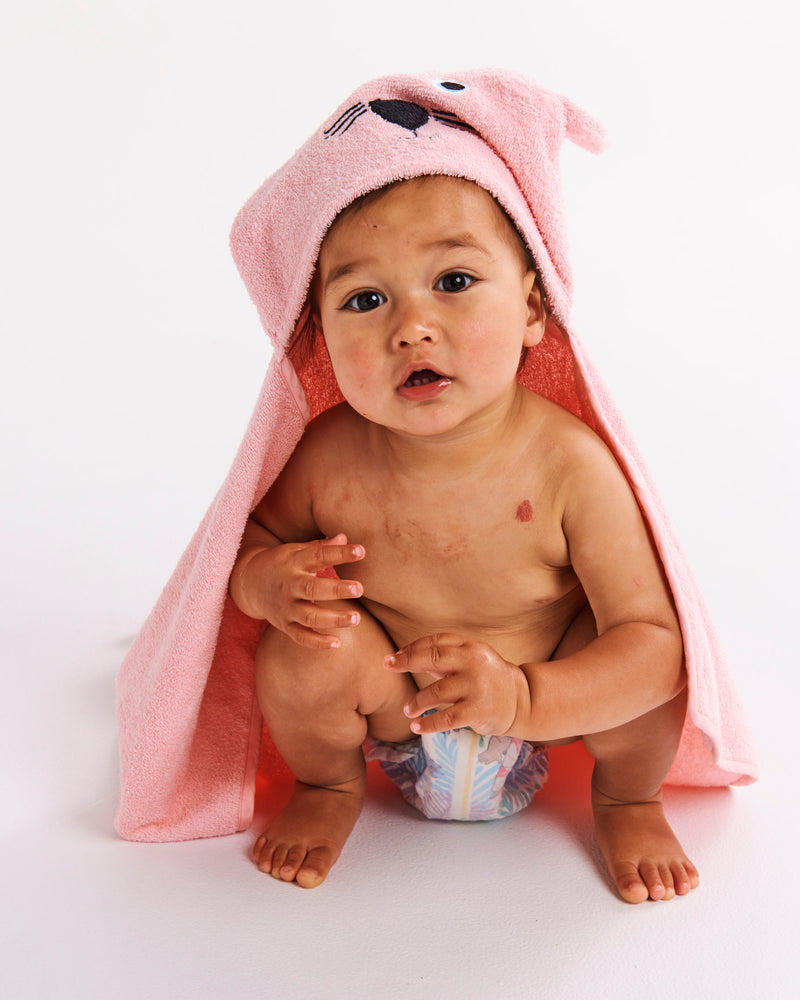 Pink Cat Terry Baby Towel