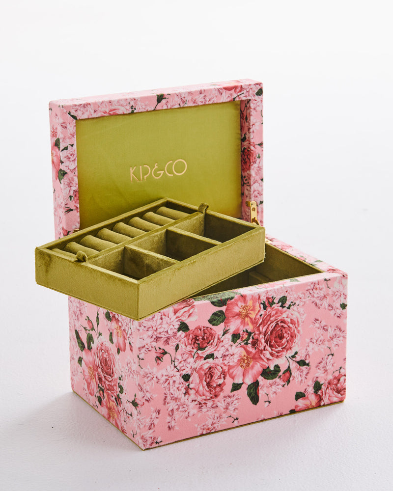 Rose Garden Velvet Jewellery Box Large