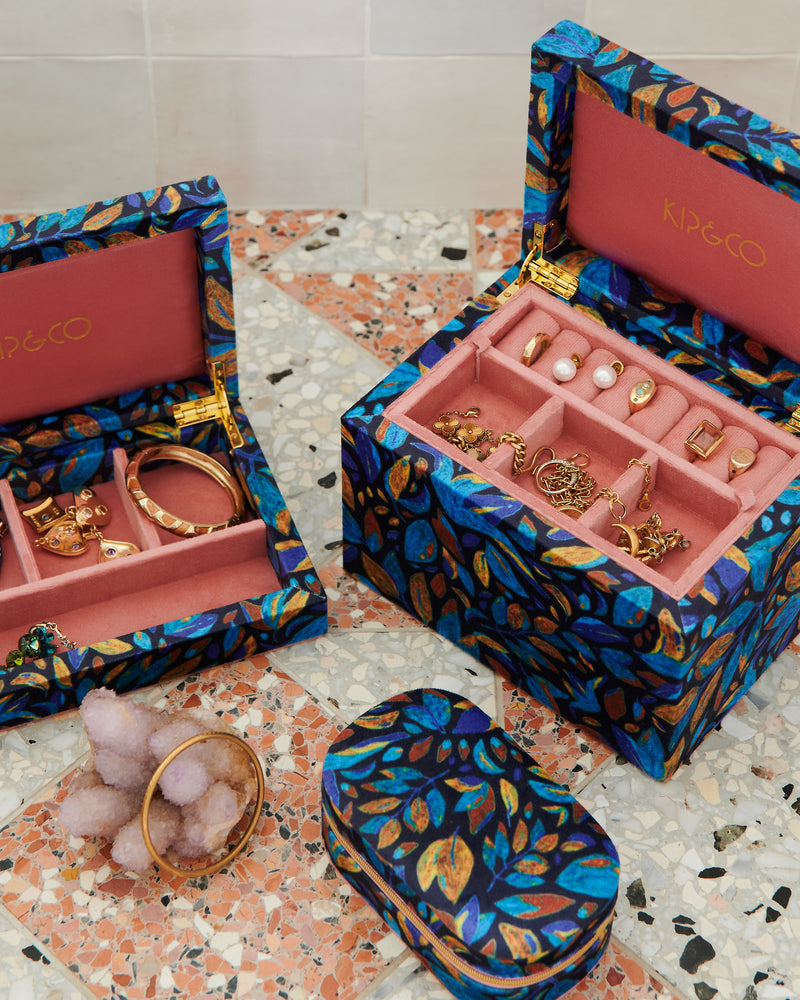 Fallen Leaves Travel Velvet Jewellery Box