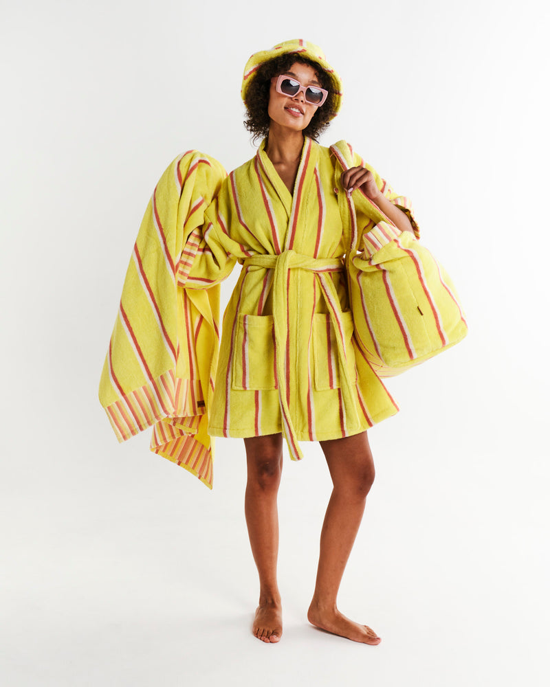 Pina Colada Stripe Terry Mini Bath Robe