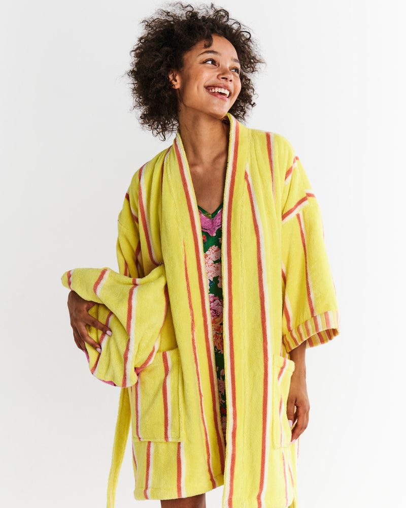 Pina Colada Stripe Terry Mini Bath Robe