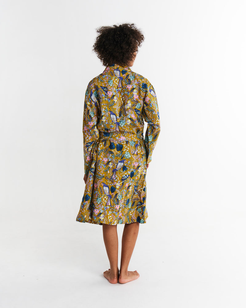 Birds Of Paradise Linen Robe