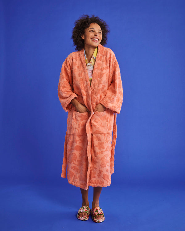 Peach Rock Pool Terry Bath Robe