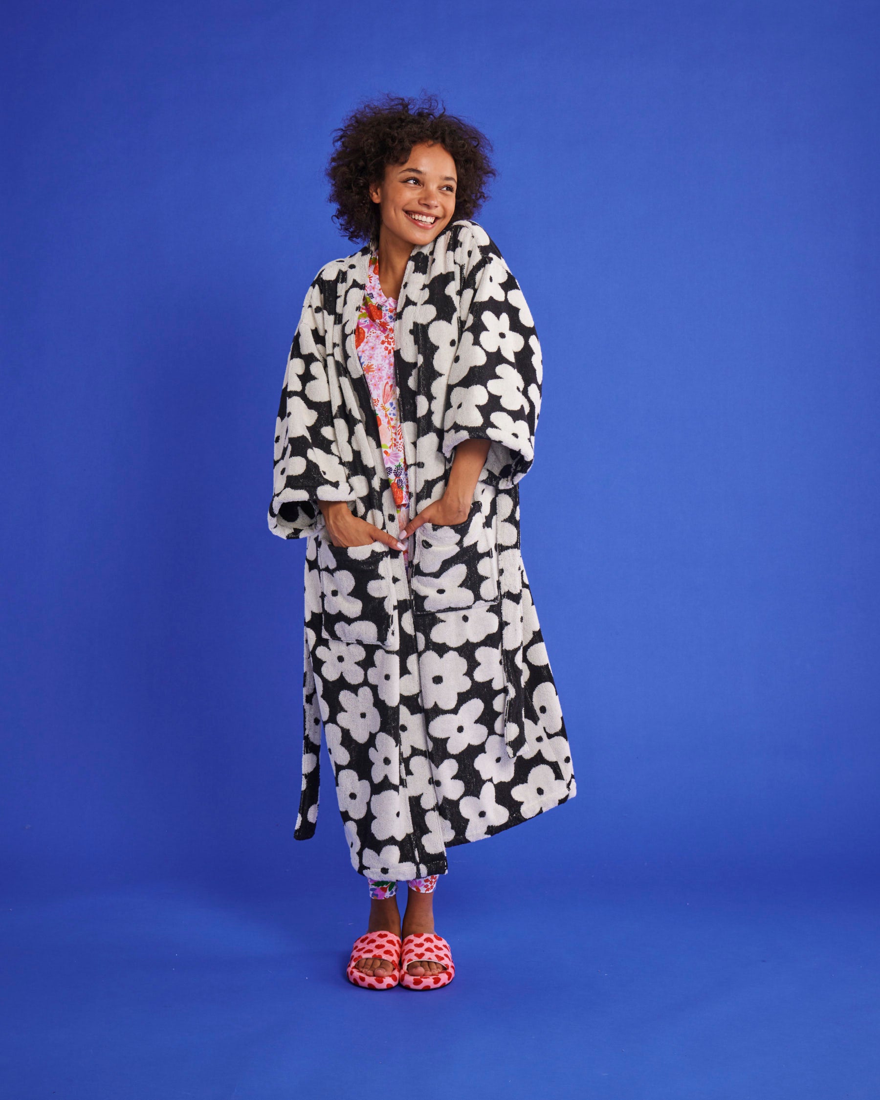 Flower Face Terry Bath Robe Kip&Co