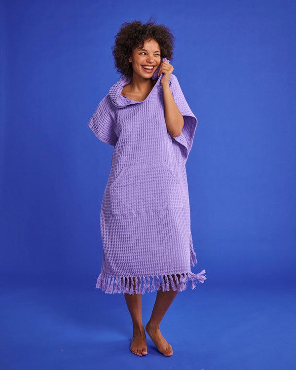 Lilac Adult Waffle Poncho