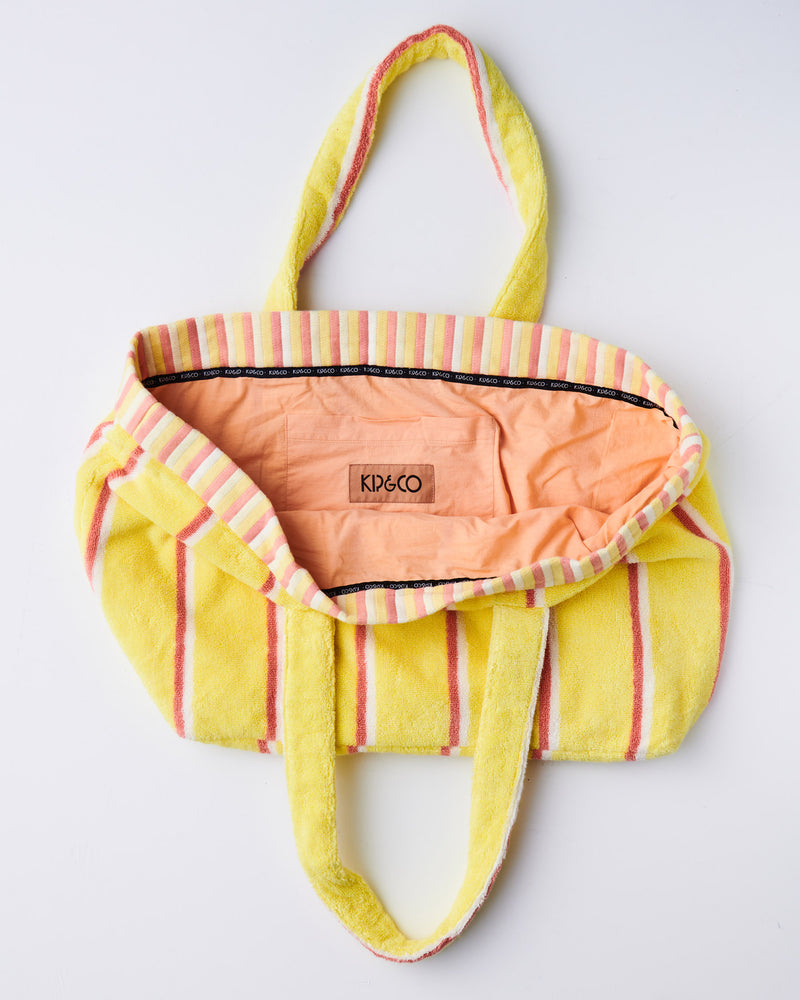 Pina Colada Stripe Terry Oversized Beach Bag