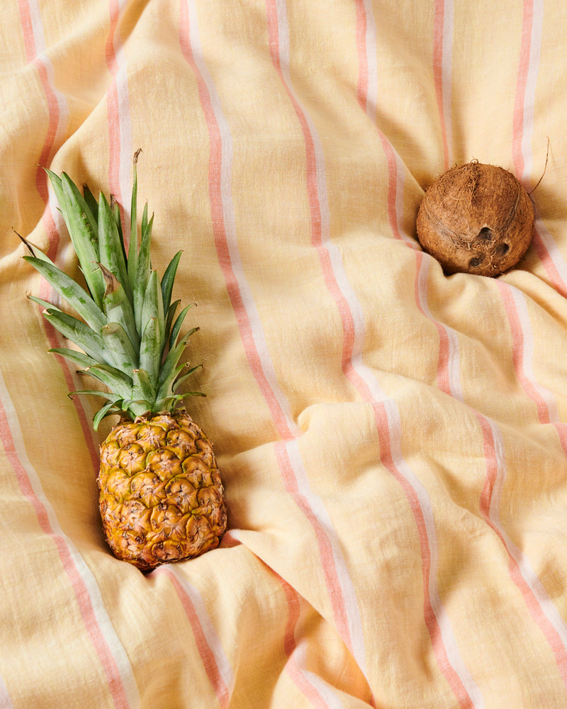 Pina Colada Stripe Linen Fitted Sheet