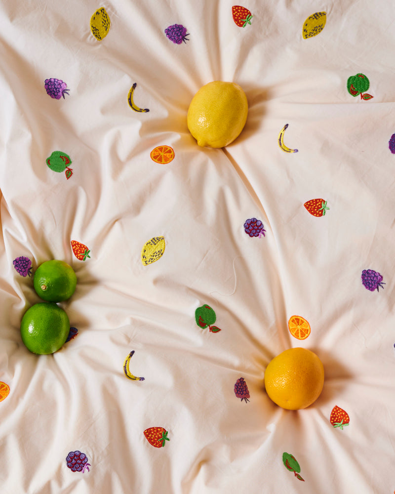 Fruit Salad Embroidered Cotton Quilt Cover