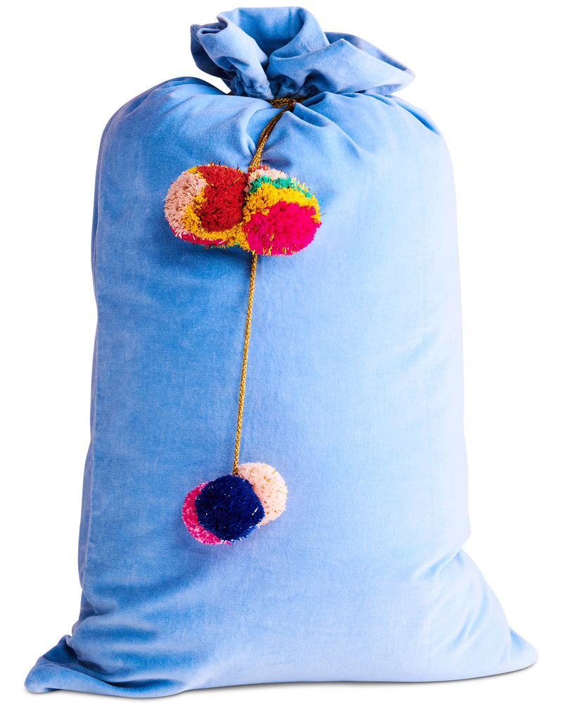 Brilliant Blue Velvet Santa Sack