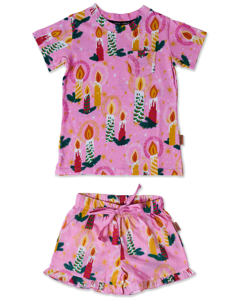 Candlelight Organic Cotton Short Sleeve Tee & Frill Short Pyjama Set