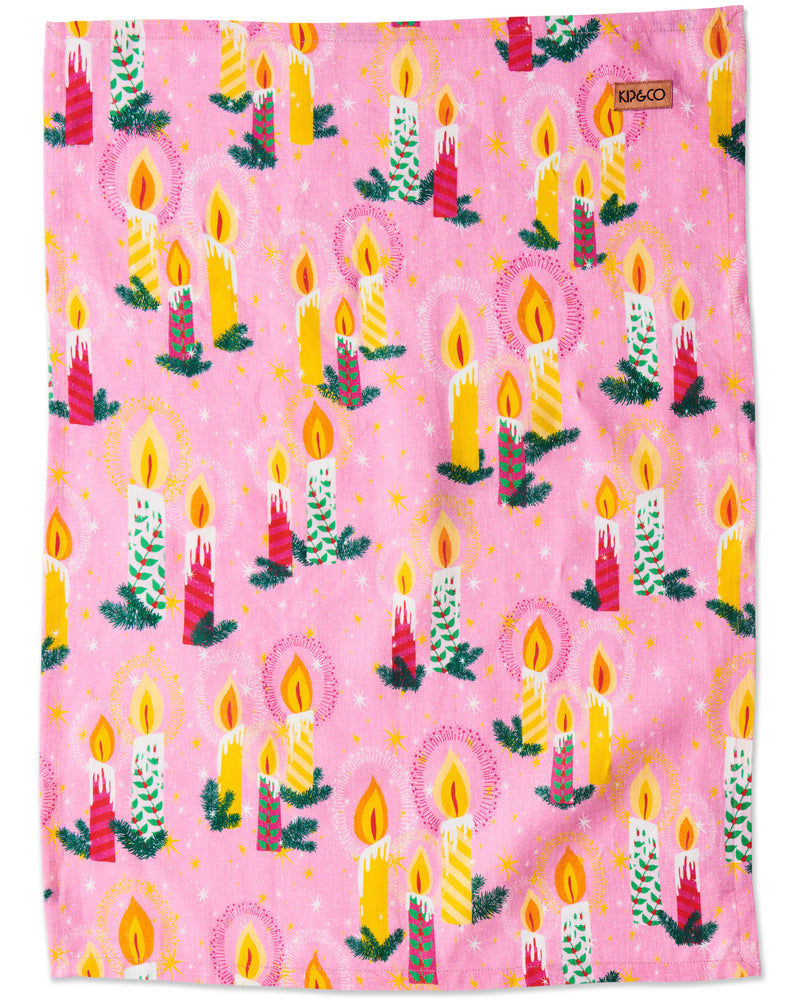 Candlelight Linen Tea Towel