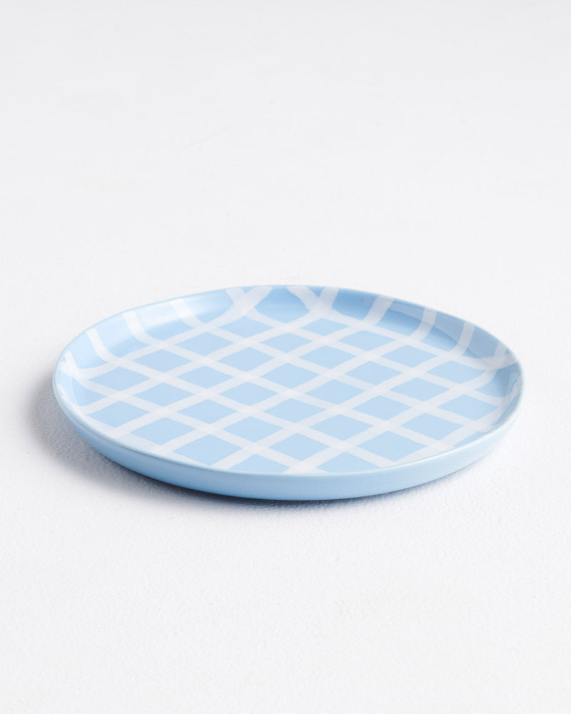 Blue Bird Tartan Plate 4P Set