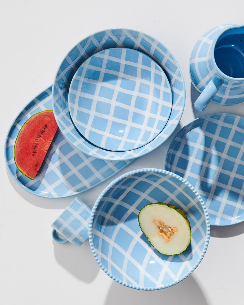 Blue Bird Tartan Ceramic 12 Piece Set