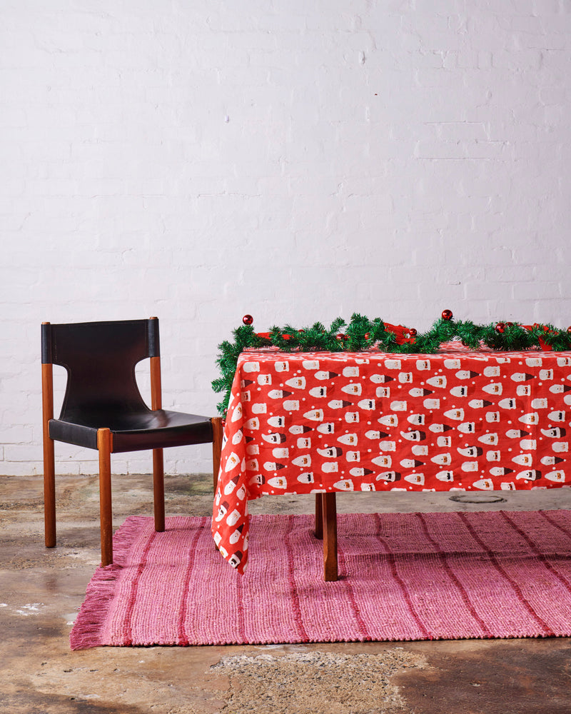 HoHoHo Red Linen Tablecloth