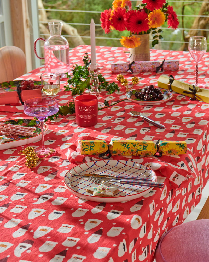 HoHoHo Red Linen Tablecloth