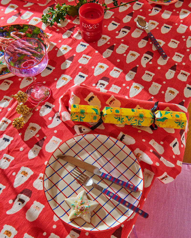 HoHoHo Red Linen Tablecloth