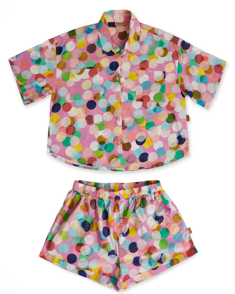 Confetti Pink Teen Organic Cotton Short Sleeve Shirt & Short Pyjama Set