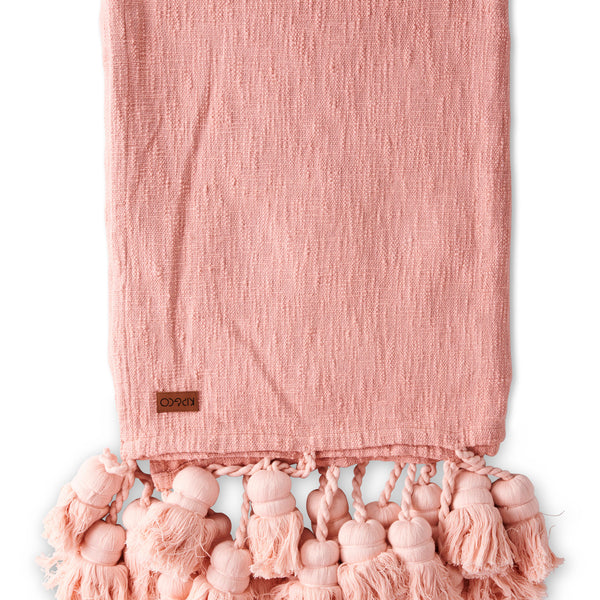 Dusty Pink Tassel Throw