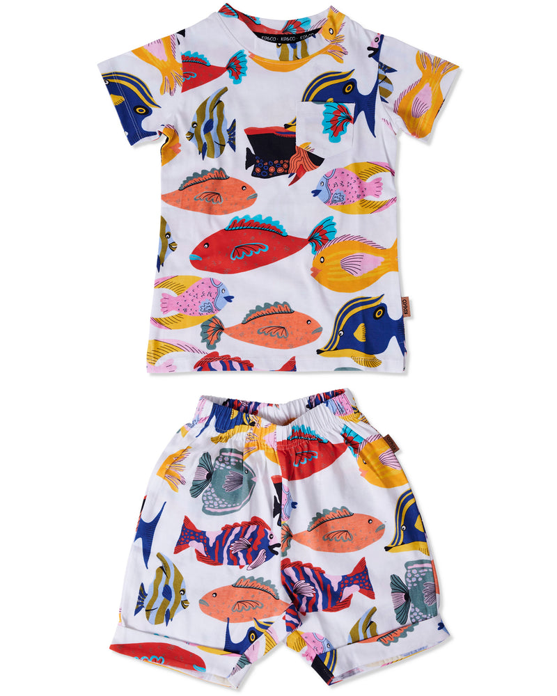 Fishy Business Organic Cotton Short Sleeve Tee & Short Pyjama Set