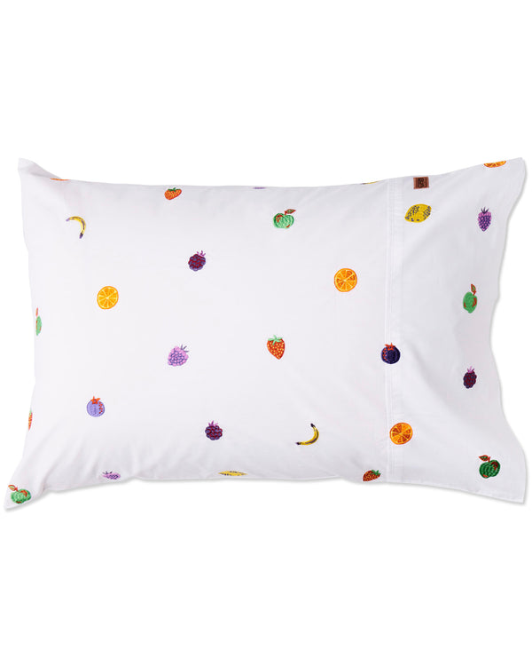 Fruit Salad Embroidered Cotton Pillowcase