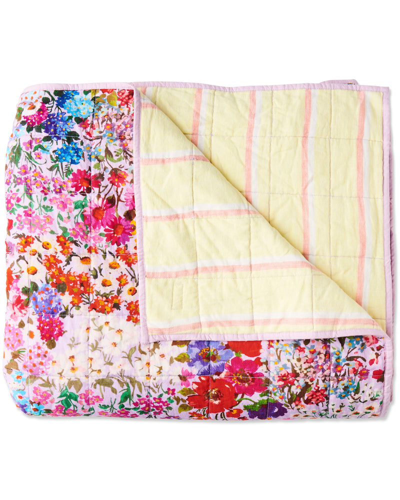 Full Bloom Reversible Linen Quilted Bedspread