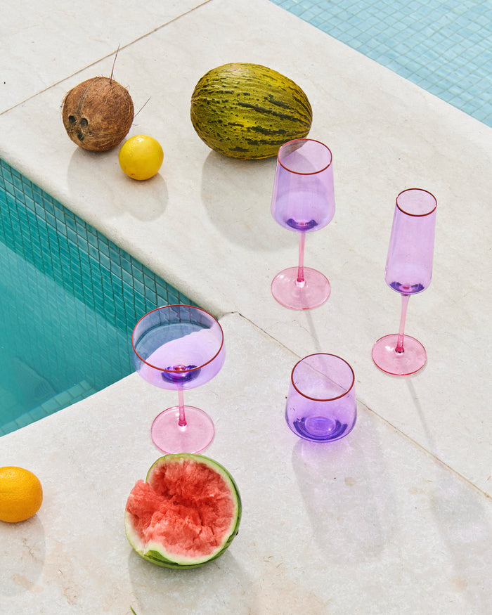 Lilac Colour Block Margarita Glass 2P Set