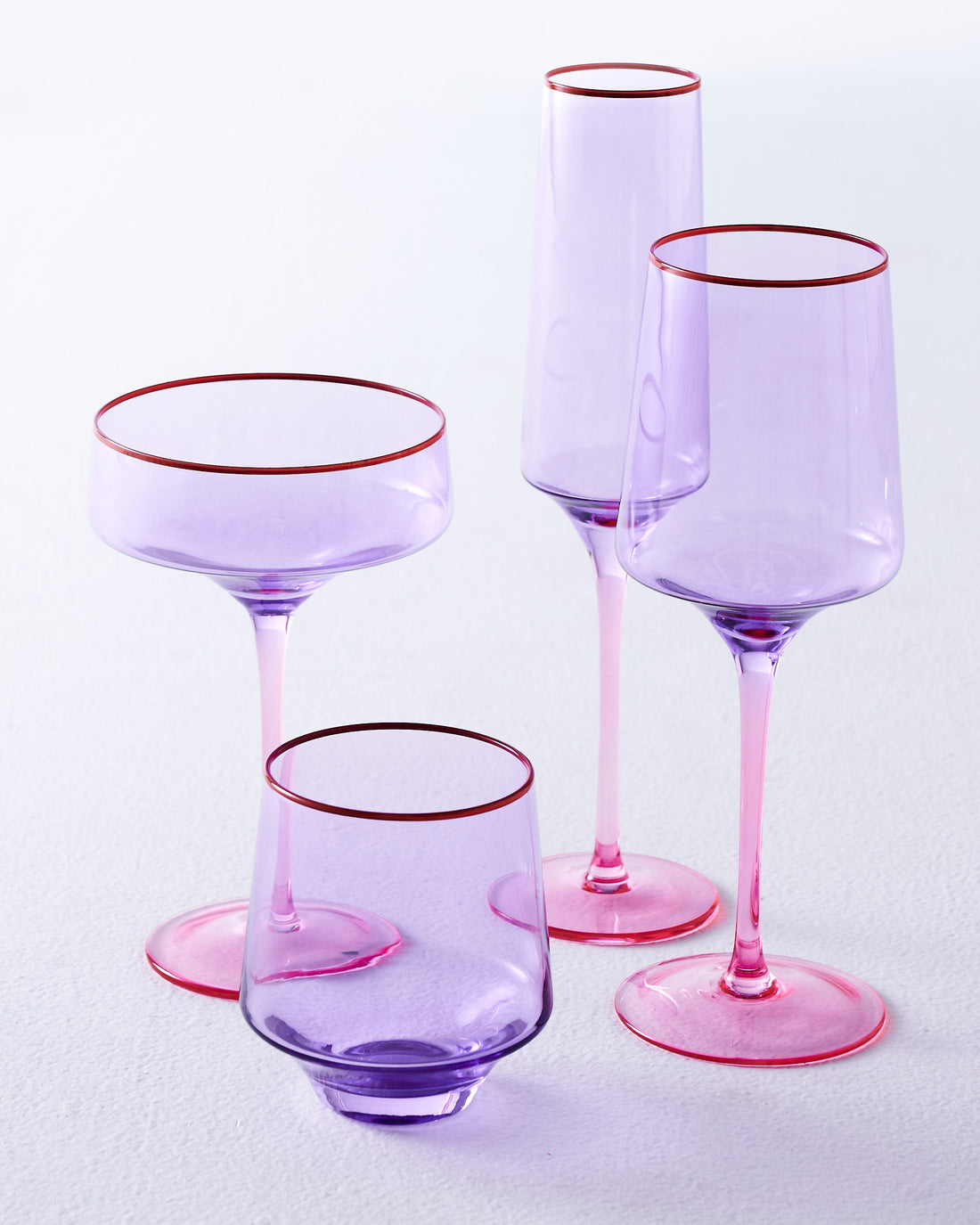 Lilac Colour Block Tumbler Glass 2P Set