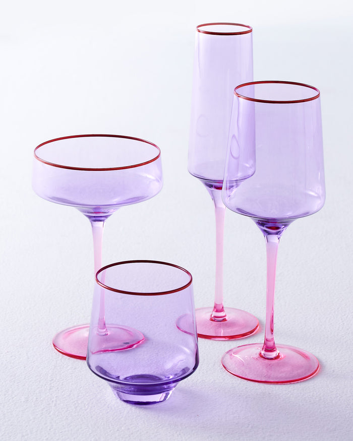 Lilac Colour Block Tumbler Glass 2P Set