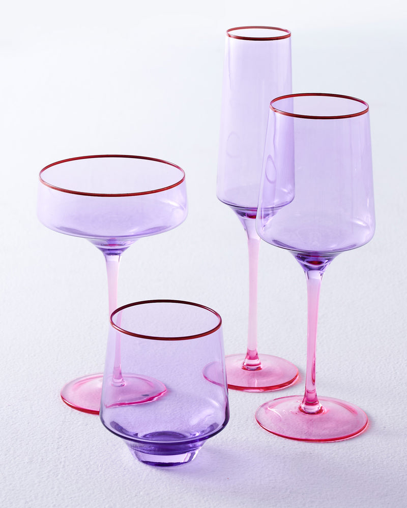 Lilac Colour Block Margarita Glass 2P Set