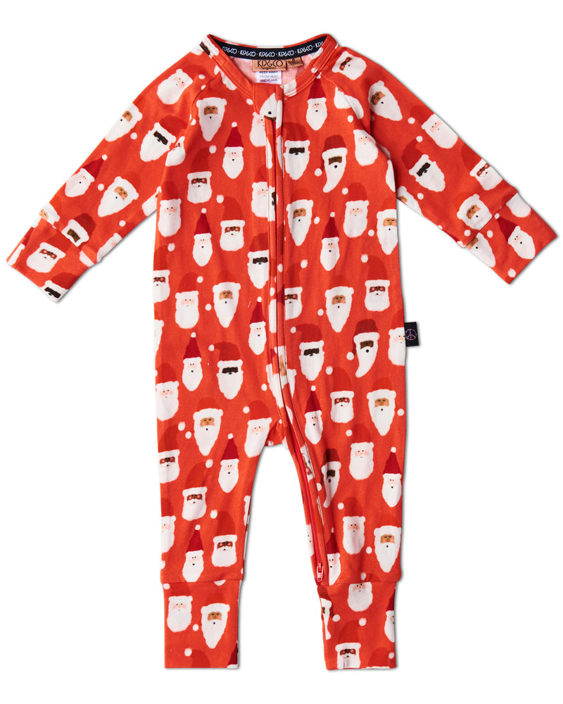 HoHoHo Red Organic Long Sleeve Zip Romper