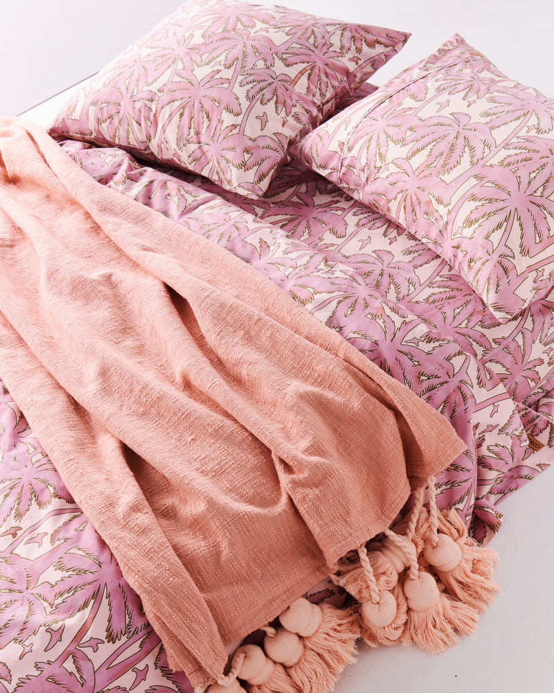 Dusty Pink Tassel Throw