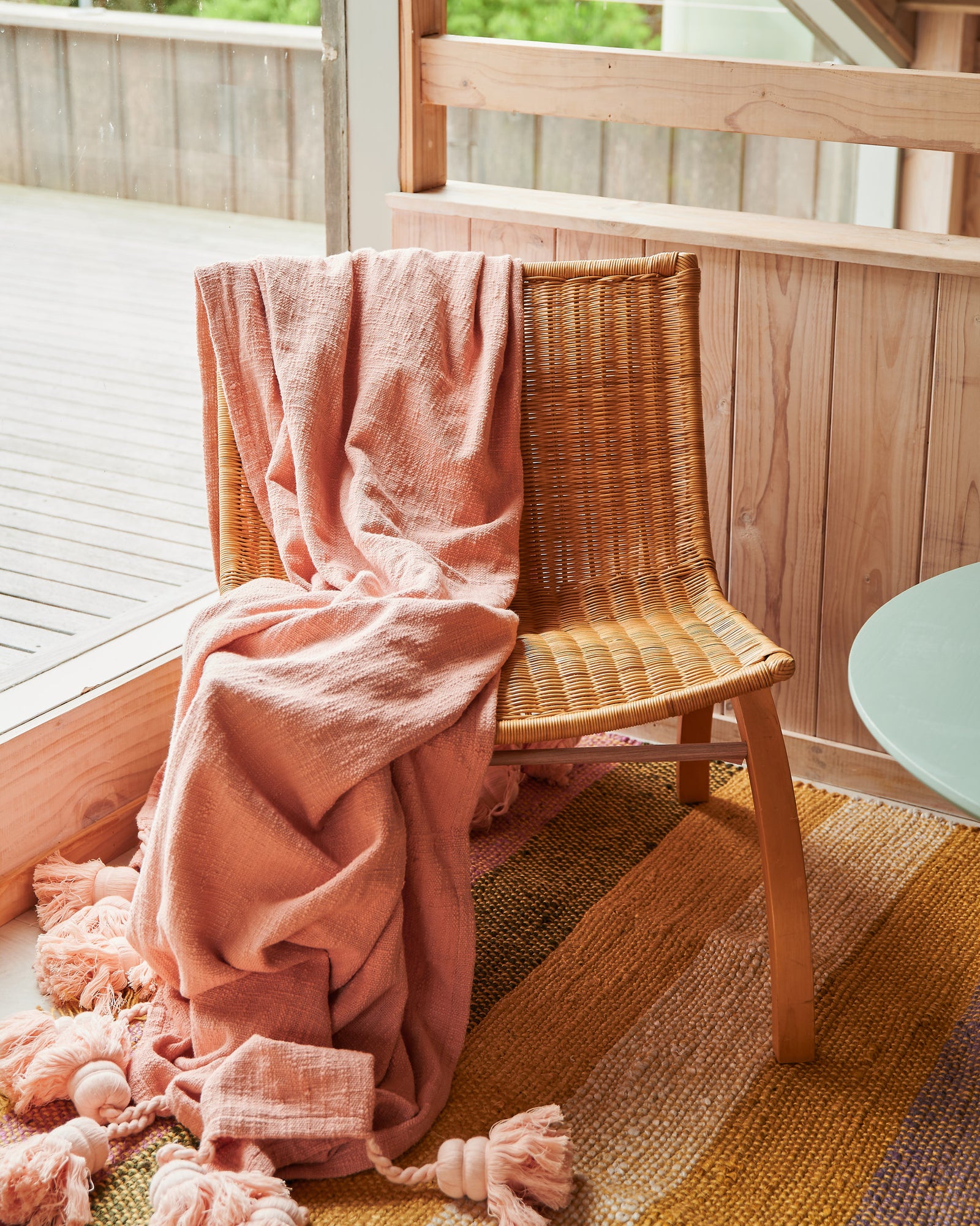 Dusty Pink Tassel Throw Kip Co