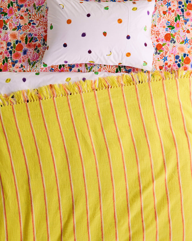 Fruit Salad Embroidered Cotton Pillowcase