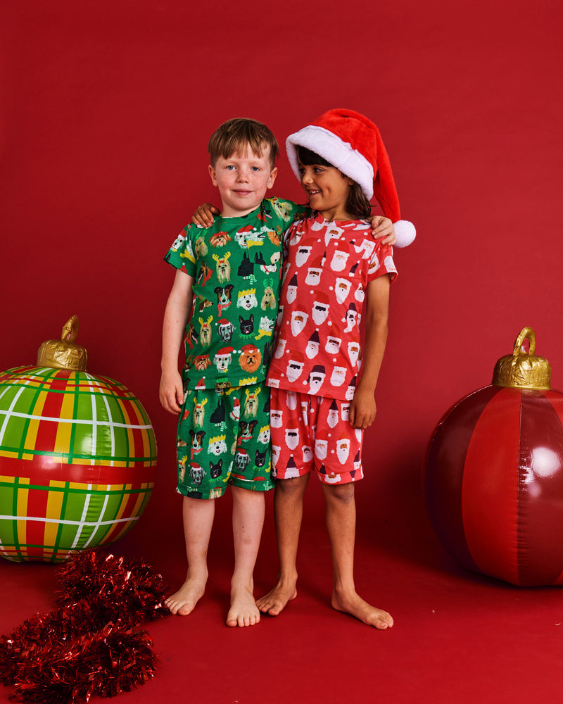 HoHoHo Red Organic Cotton Short Sleeve Tee & Short Pyjama Set