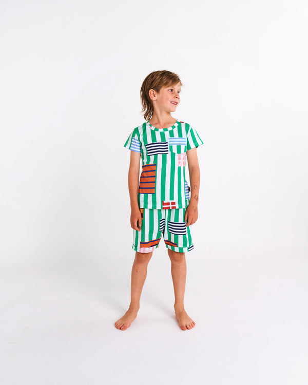 Stripe On Stripe Organic Cotton Short Sleeve Tee & Short Pyjama Set