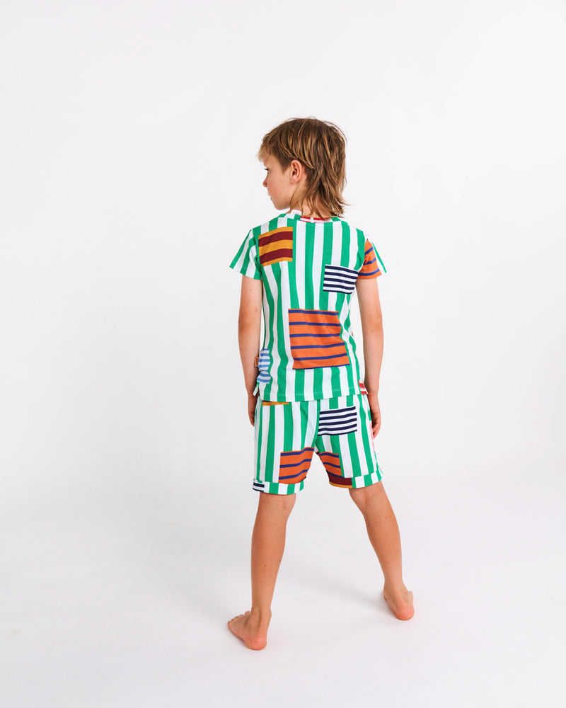 Stripe On Stripe Organic Cotton Short Sleeve Tee & Short Pyjama Set