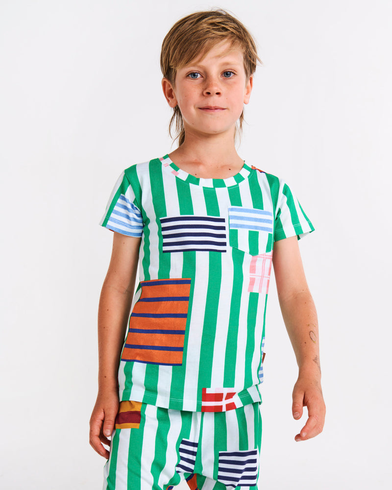 Stripe On Stripe Organic Cotton Short Sleeve Tee & Short Pyjama Set