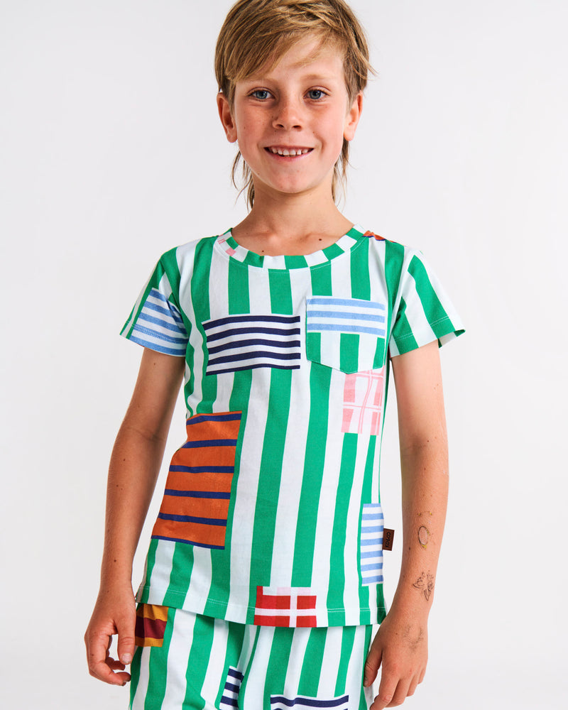 Stripe On Stripe Organic Cotton Short Sleeve Tee & Short Pyjama Set