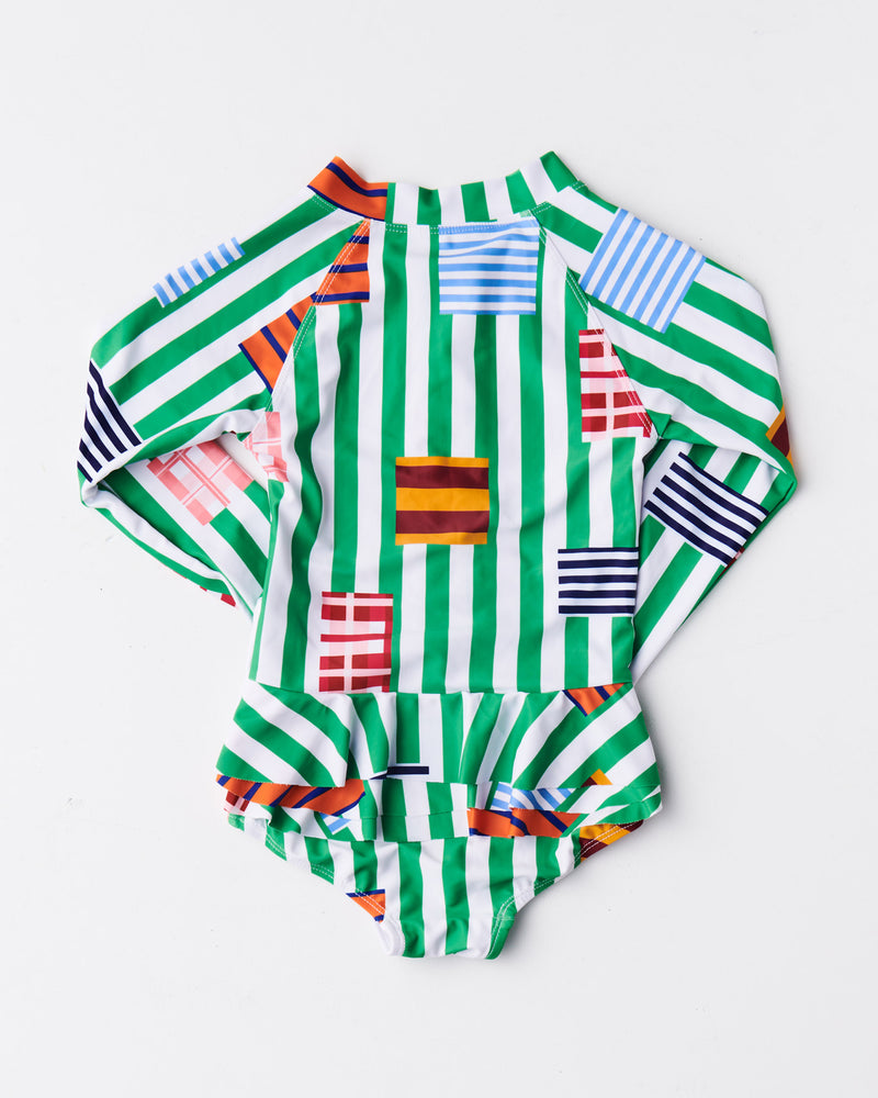 Stripe On Stripe Long Sleeve Bathers