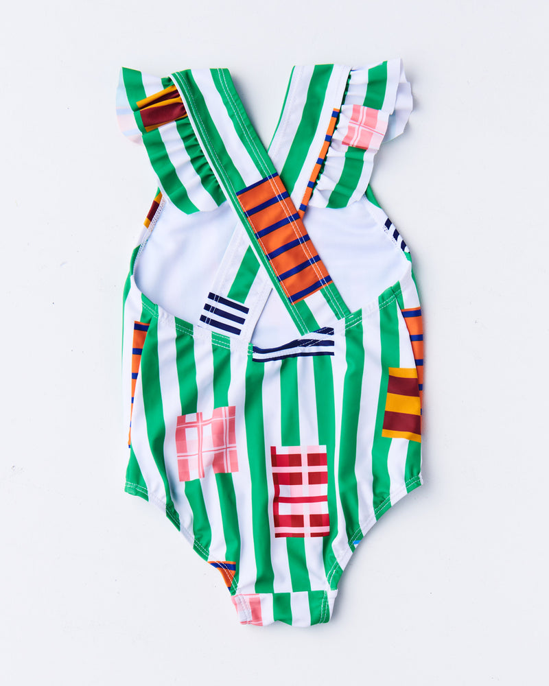 Stripe On Stripe One Piece Bathers