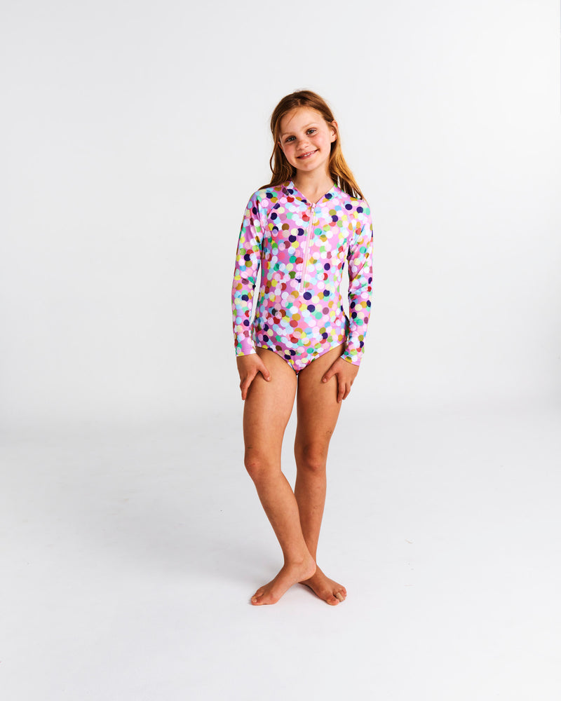 Confetti Pink Long Sleeve Bathers