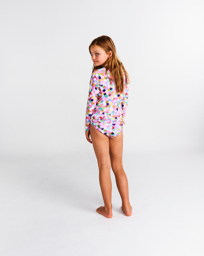 Confetti Pink Long Sleeve Bathers