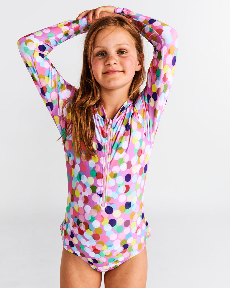 Confetti Pink Long Sleeve Bathers