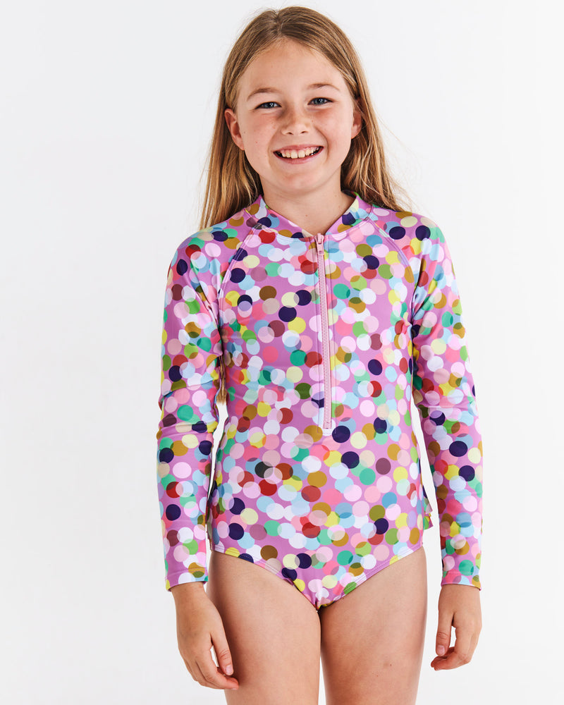 Confetti Pink Long Sleeve Bathers