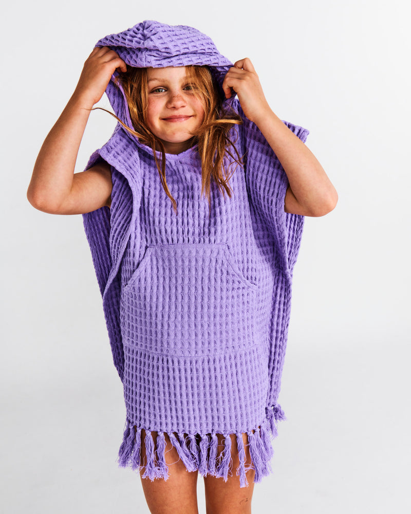 Lilac Kids Waffle Poncho