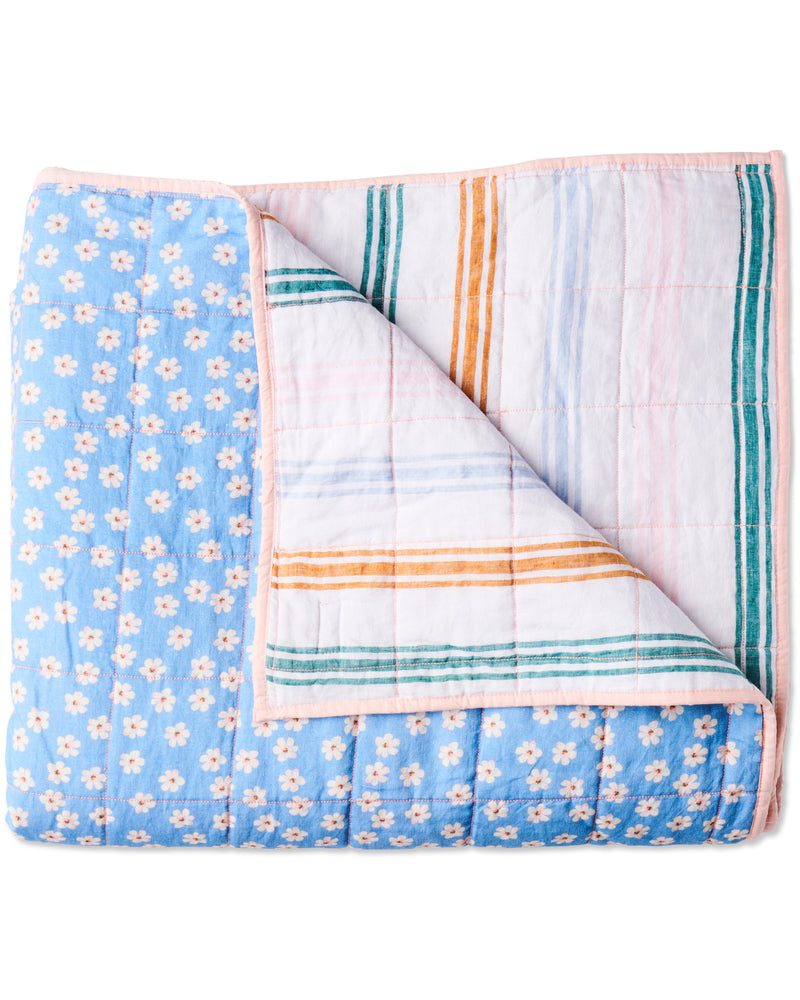 Lazy Sunday Reversible Linen Quilted Bedspread